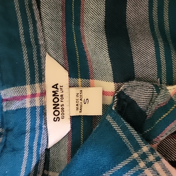 Lot of 2 NWT Sonoma Supersoft Flannel Shirts Blue and Red, Size Small - Picture 2 of 9